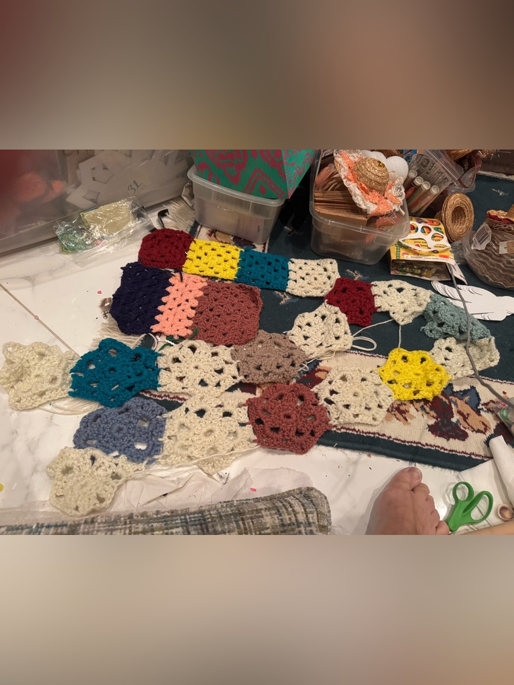 Handmade Multicolor Crochet Ssquares - Cozy Women’s Accessory